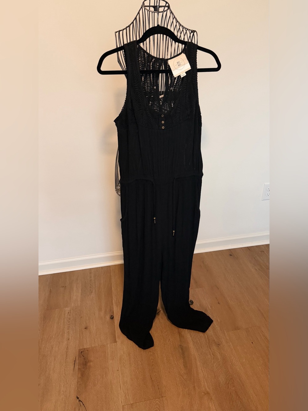 Anthropologie Black Sleeveless Jumpsuit with Knit Detail